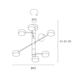 Lampadari Moderni-Top Light octopus lampadario 6 luci sabbia moderno orientabile per soggiorno