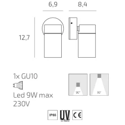 Faretti Da Esterno-Top Light oslo faretto da esterno antracite luce orientabile ip65