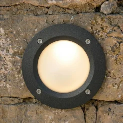 Segnapasso Led-Top Light parma segnapasso da esterno incasso parete rotondo nero anti corrosione