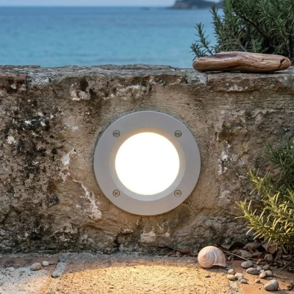 Segnapasso Led-Top Light parma segnapasso da incasso parete per esterno bianco rotondo anti corrosione ip66