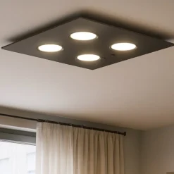 Plafoniere Moderne-Top Light path plafoniera vetro marrone quadrata