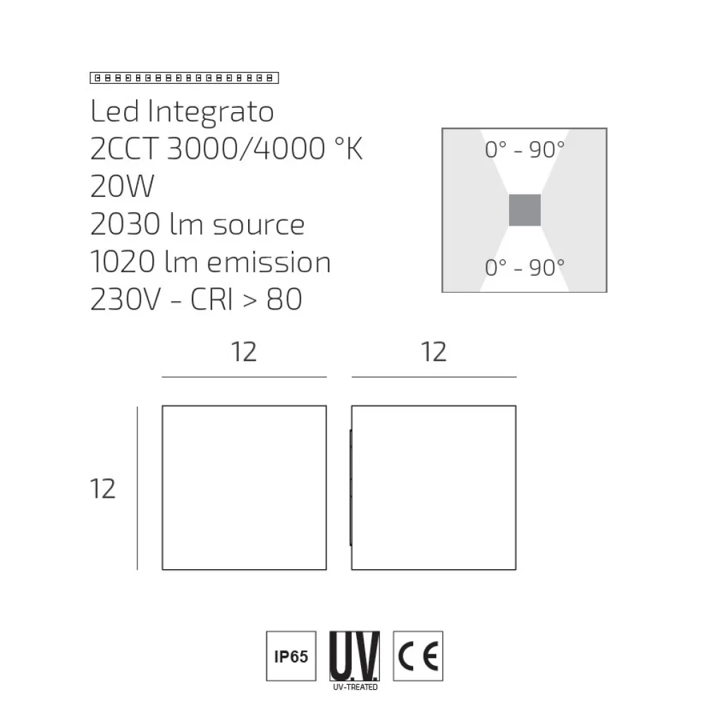 Applique Da Esterno-Top Light perth applique cubo da esterno antracite led cct biemissione