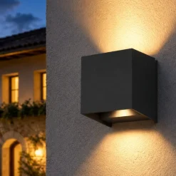Applique Da Esterno-Top Light perth applique cubo nero per esterno led 10w cct