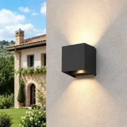 Applique Da Esterno-Top Light perth applique cubo nero per esterno led 10w cct