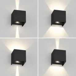 Applique Da Esterno-Top Light perth applique cubo nero per esterno led 10w cct