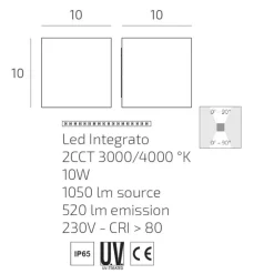 Applique Da Esterno-Top Light perth applique cubo nero per esterno led 10w cct