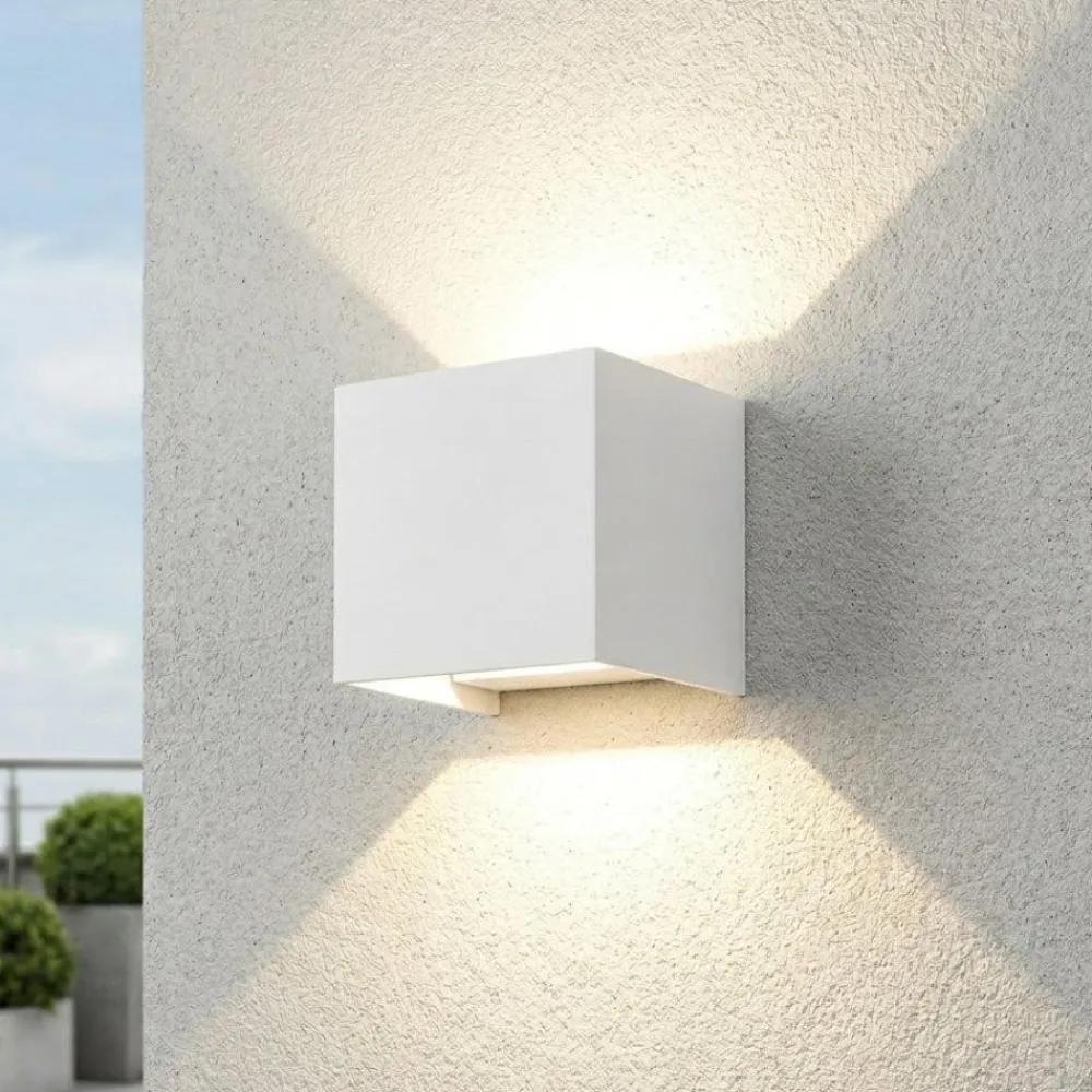 Applique Da Esterno-Top Light perth applique cubo da esterno bianco led 10w cct ip65