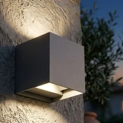 Applique Da Esterno-Top Light perth nera applique da esterno cubo led orientabile cct ip65