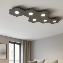 Plafoniere Moderne-Top Light plafoniera antracite esagonale moderna