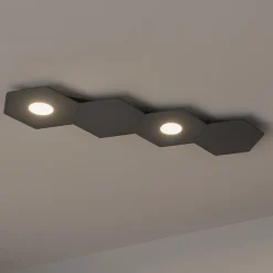 Plafoniere Moderne-Top Light plafoniera da cucina led componibile 2 luci + 2 placche grigio antracite