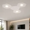 Plafoniere Moderne-Top Light Toplight plafoniera hexagon led 3 luci + 1 piastra moderna metallo bianco