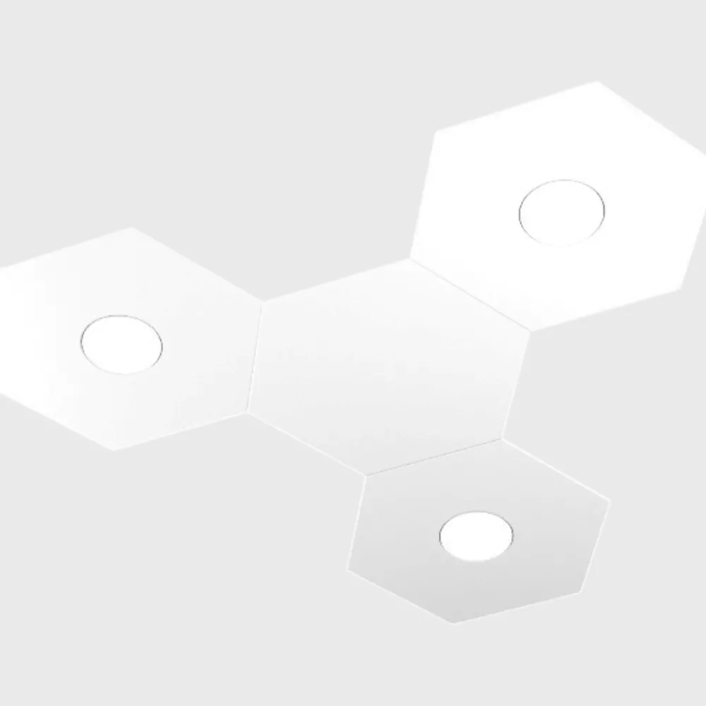 Plafoniere Moderne-Top Light Toplight plafoniera hexagon led 3 luci + 1 piastra moderna metallo bianco
