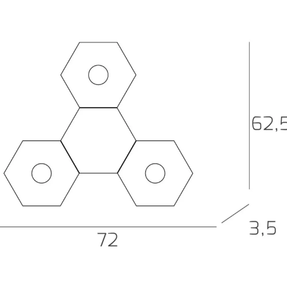 Plafoniere Moderne-Top Light Toplight plafoniera hexagon led 3 luci + 1 piastra moderna metallo bianco
