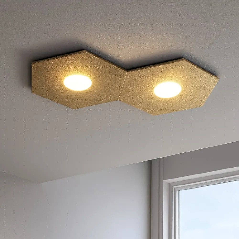 Plafoniere Moderne-Top Light Toplight plafoniera hexagon moderna foglia oro