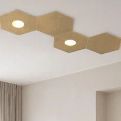 Plafoniere Moderne-Top Light plafoniera led componibile 2 luci + 2 placche foglia oro