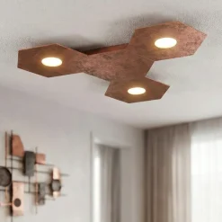 Plafoniere Moderne-Top Light Toplight plafoniera led componibile 3 luci + 1 piastra foglia rame