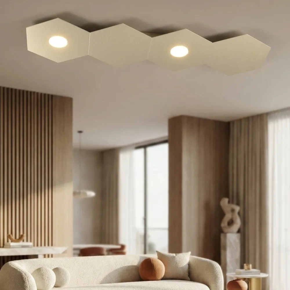 Plafoniere Moderne-Top Light Toplight plafoniera led componibile 2 luci + 2 piastre moderna sabbia