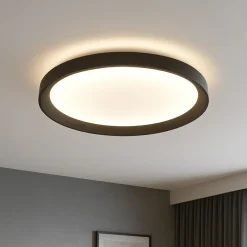 Plafoniere Moderne-Top Light plafoniera led plana rotonda nera 40cm biemissione luce 37w cct