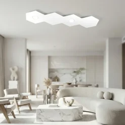Plafoniere Moderne-Top Light Toplight plafoniera 2 luci esagonale bianca moderna