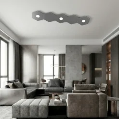 Plafoniere Moderne-Top Light Toplight plafoniera 3 luci + 2 piastre grigio antracite design moderno rettangolare per cucina