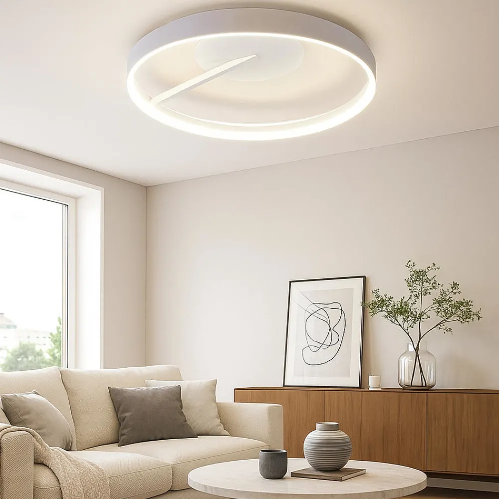 Plafoniere Moderne-Top Light plafoniera malika bianca rotonda per soggiorno moderno led 42w cct