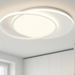 Plafoniere Moderne-Top Light plafoniera mercury bianca per cucina moderna design cerchi led 65w cct