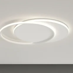 Plafoniere Moderne-Top Light plafoniera mercury bianca due cerchi led 42w cct per soggiorno