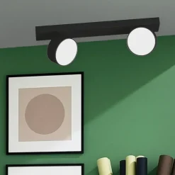 Plafoniere Moderne-Top Light Toplight plafoniera moderna nera con due faretti led orientabili