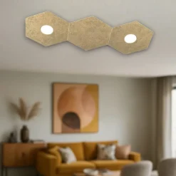Plafoniere Moderne-Top Light Toplight plafoniera moderna placca foglia oro esagoni