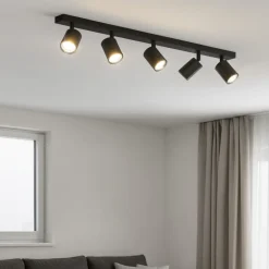Plafoniere Moderne-Top Light Toplight plafoniera per cucina moderna nera 5 luci orientabili