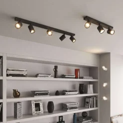 Plafoniere Moderne-Top Light Toplight plafoniera per cucina moderna nera 5 luci orientabili