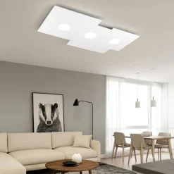 Plafoniere Moderne-Top Light plate plafoniera per cucina moderna squadrata bianca