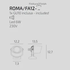 Faretti Da Esterno-Top Light roma faretto grigio per esterno anti corrosione ip66