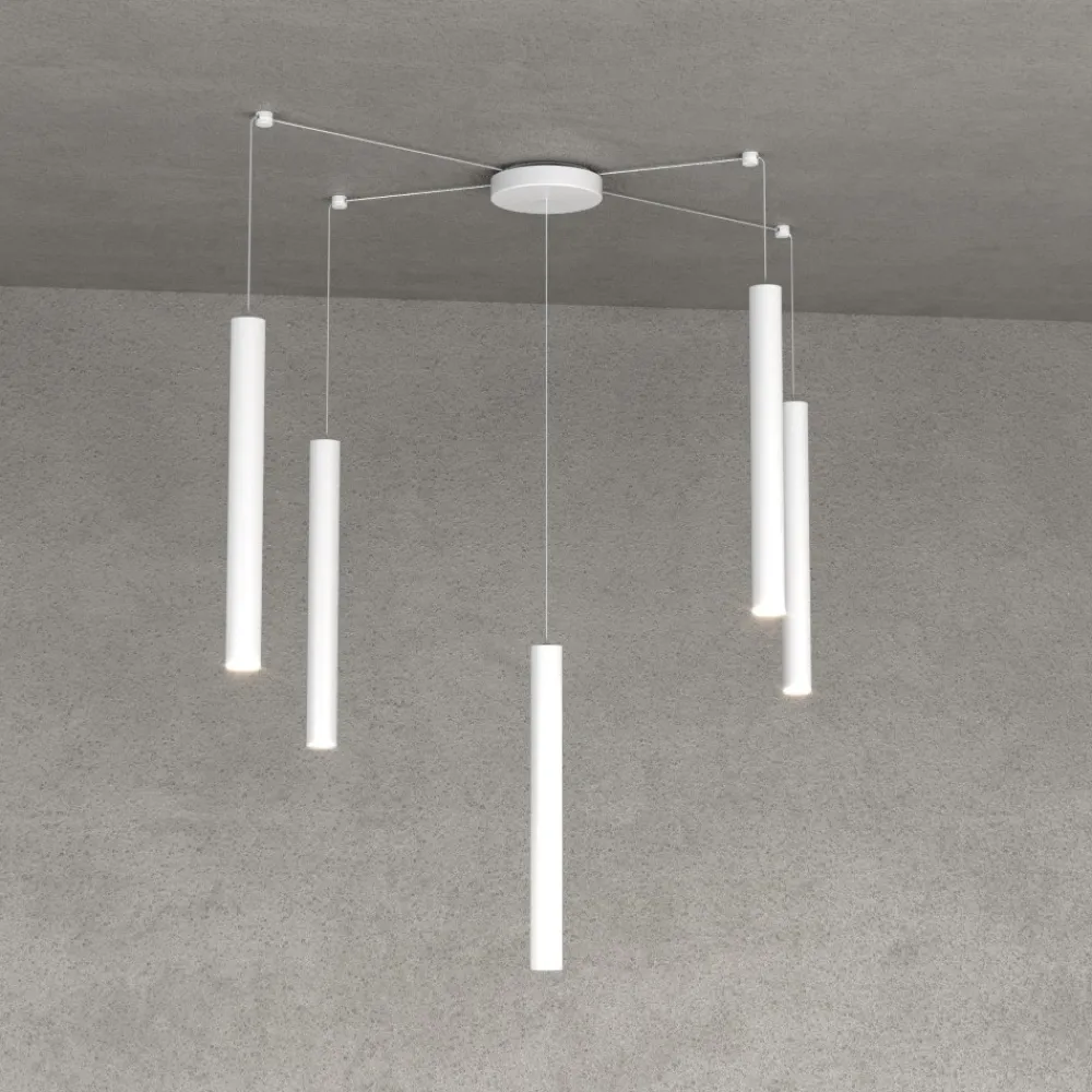 Lampadari Moderni-Top Light round tube lampadario cilindri bianchi per salotto