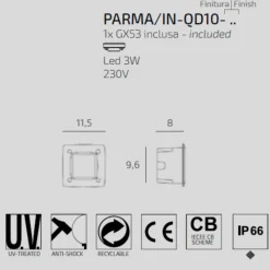Segnapasso Led-Top Light segnapasso grigio da esterno per incasso a parete anti corrosione ip66