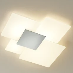 Plafoniere Moderne-Top Light Toplight shadow plafoniera 90cm moderna per cucina bianca cromo