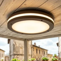 Plafoniere Da Esterno-Top Light soho plafoniera per esterno corten moderna rotonda