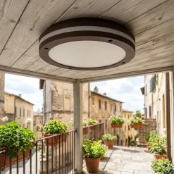 Plafoniere Da Esterno-Top Light soho plafoniera per esterno corten moderna rotonda
