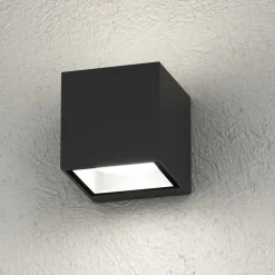 Applique Da Esterno-Top Light spa applique da esterno nera cubo moderno biemissione luce ip54