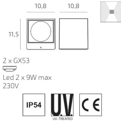 Applique Da Esterno-Top Light spa applique da esterno nera cubo moderno biemissione luce ip54