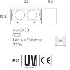Applique Da Esterno-Top Light spa applique da esterno rettangolare antracite ip54