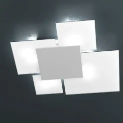 Plafoniere Moderne-Top Light Toplight upgrade plafoniera moderna vetro grigio design quadrata