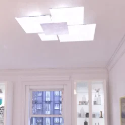 Plafoniere Moderne-Top Light Toplight upgrade plafoniera vetro bianco foglia argento
