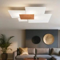 Plafoniere Moderne-Top Light upgrade plafoniera vetri bianchi placca foglia rame