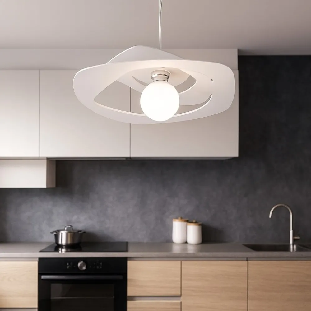 Lampadari Cucina-Top Light Toplight warped 65cm lampadario per cucina moderna bianco