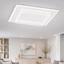 Plafoniere Moderne-Top Light wish bianca grande plafoniera led 58w cct design quadrata