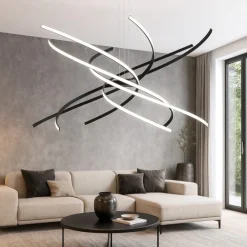 Lampadari Moderni-Top Light Tornado lampadario moderno 69w 3000k nero per soggiorno