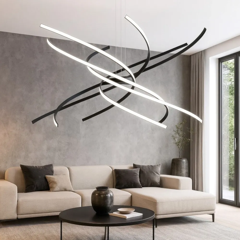 Lampadari Moderni-Top Light Tornado lampadario moderno 69w 3000k nero per soggiorno