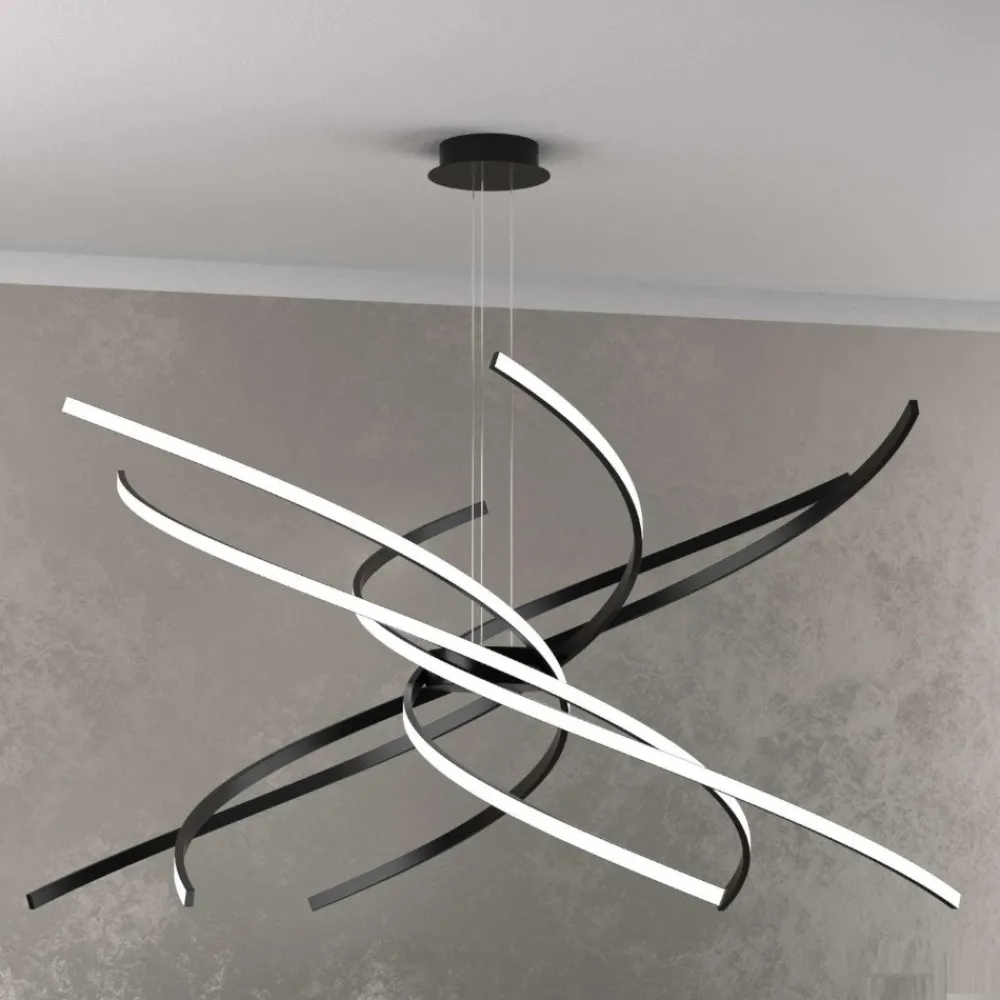 Lampadari Moderni-Top Light Tornado lampadario moderno 69w 3000k nero per soggiorno