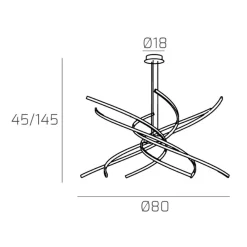 Lampadari Moderni-Top Light Tornado lampadario moderno 69w 3000k nero per soggiorno